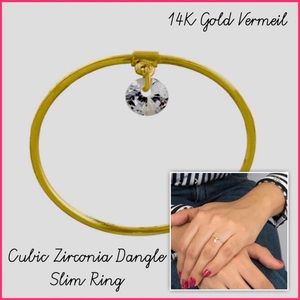 Dainty Thin Band Cubic Zirconia Dangle-NWT -only size 7-Boutique